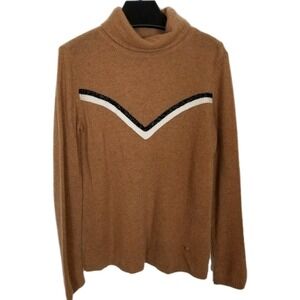 Mos Mosh Jane Cashmere Turtle Neck Pullover Sweater Sz M Beige Classic Soft
